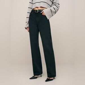 Reformation Women's Val 90s Mid Rise Straight Black Jeans